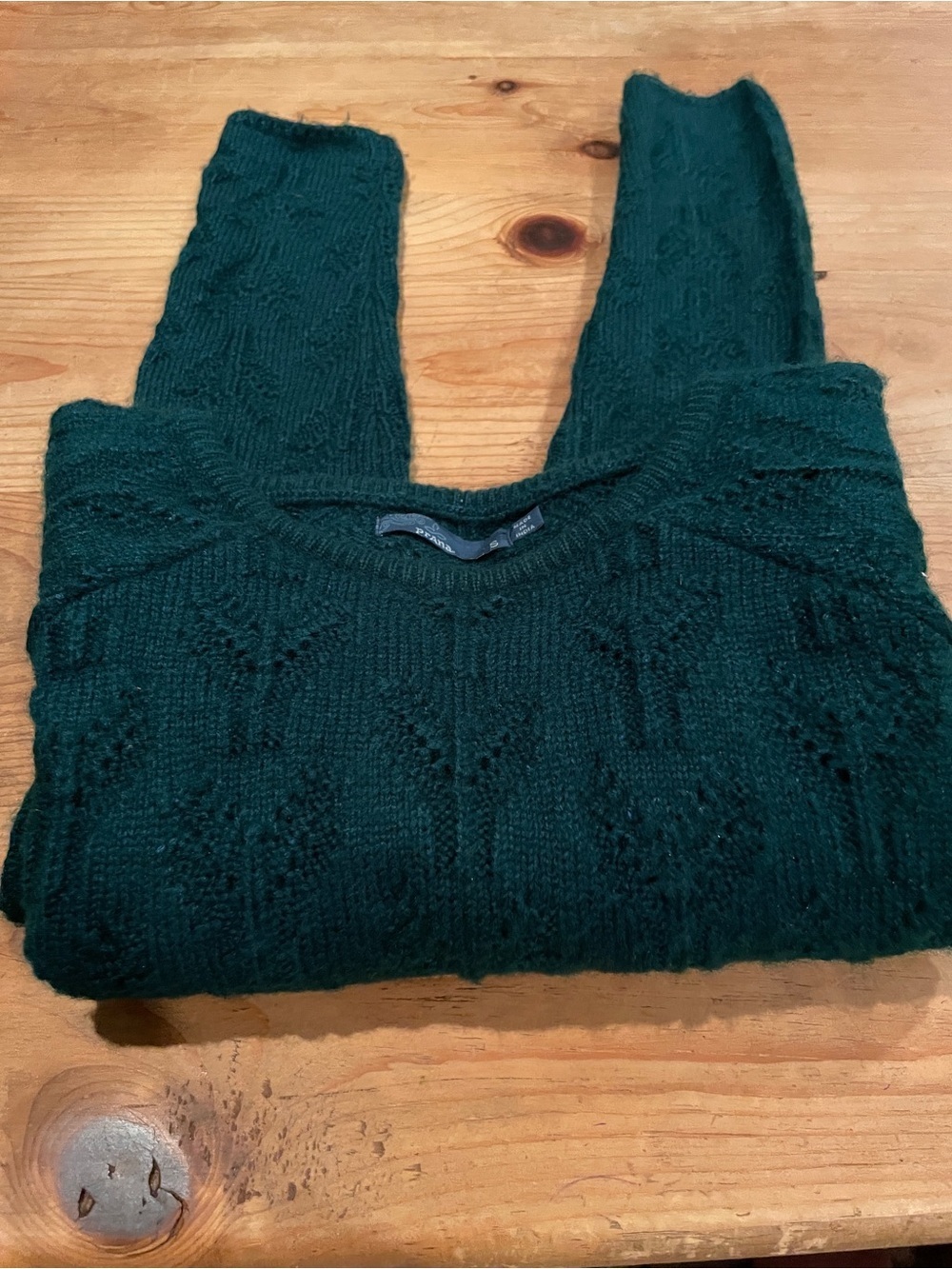 Prana Turquoise Green Cableknit Crop Sweater Outdoorsy Campcore Hiking S